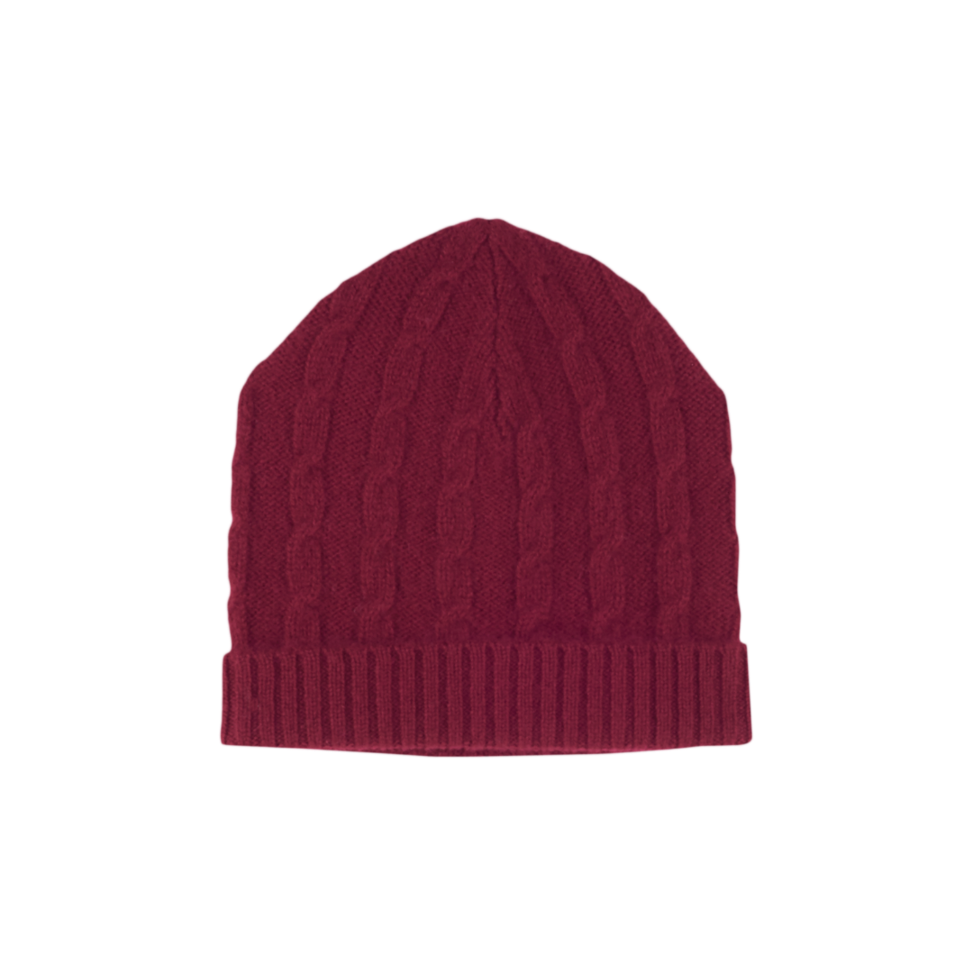 Unisex - Peyton Cable Knit Cashmere Hat with Ribbed Turn-Up