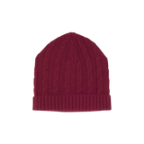 Unisex - Peyton Cable Knit Cashmere Hat with Ribbed Turn-Up