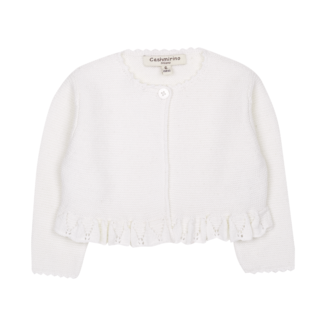 Baby Girl - Zoey Cropped Cotton Cardigan – Crochet Detail & Lightweight Knit