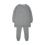 Girl - Cashmere Diagonal Stitch A-Line Dress with Leggings Set