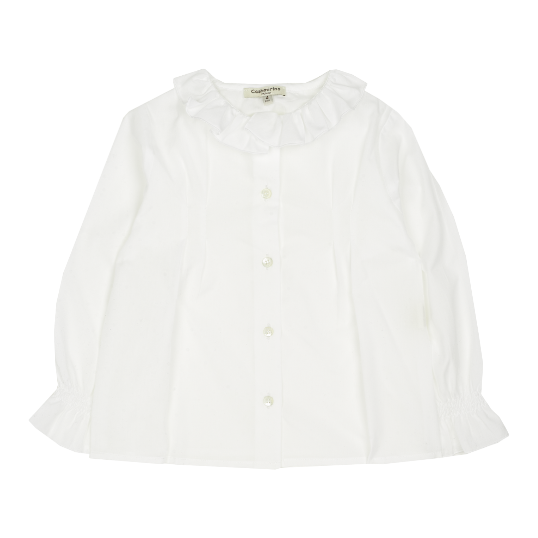 Girl - Callie 100% Cotton Blouse with Pleats and Ruffle Collar
