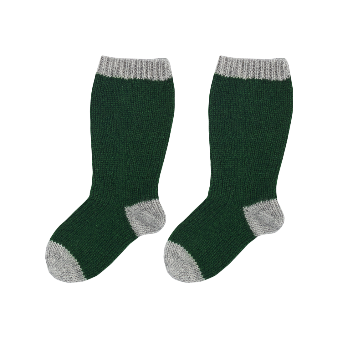 Baby Boy - Reagan Socks in 100% Cashmere with Contrast Heel, Toe and Hem