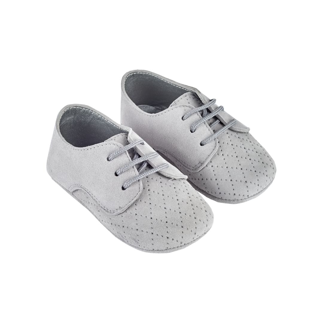 Baby Boy - Danny Suede Crawling Shoes With Diamond Cut Out Detail