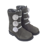Girl - Suede Boots With Pom-Pom Detail