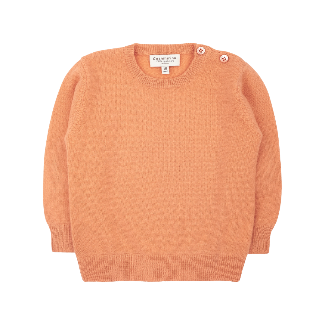 Baby - 100% Cashmere Round Neck Jumper with Elbow Patches