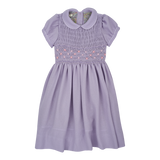 Girl - Wool Smocked Dress With Hand Made Embroidery And Peter Pan Collar
