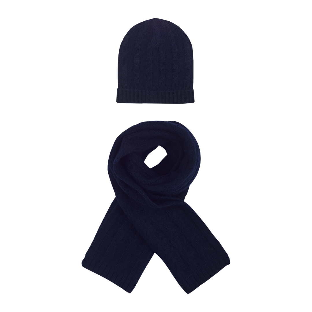 Boy - Peyton 100% Cashmere Cable Knit Hat And Scarf Set