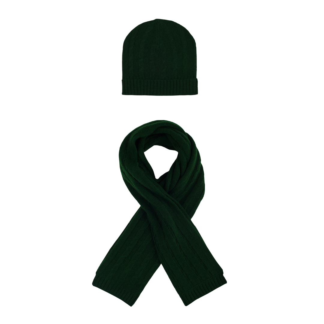 Boy - Peyton 100% Cashmere Cable Knit Hat And Scarf Set