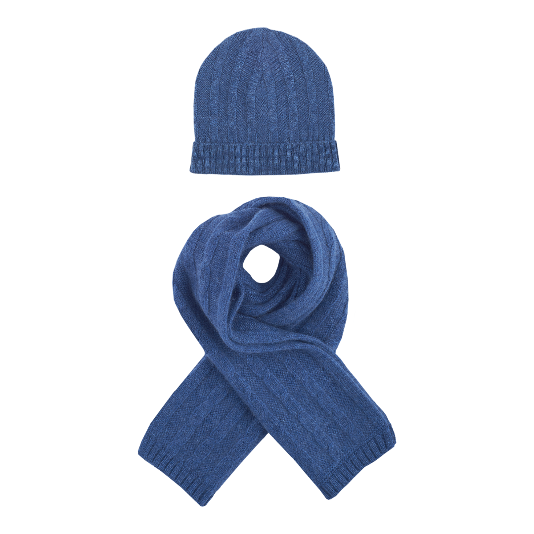 Boy - Peyton 100% Cashmere Cable Knit Hat And Scarf Set