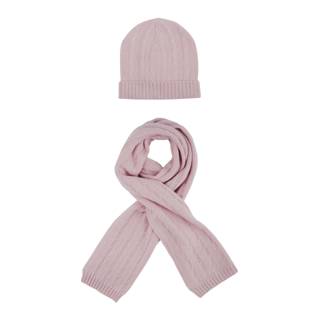 Girl - Peyton 100% Cashmere Cable Knit Hat And Scarf Set