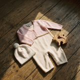 Baby Girl - Beth 100% Cashmere Romper with Crochet Collar and Attached Cardigan