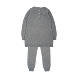 Girl - Cashmere Diagonal Stitch A-Line Dress with Leggings Set