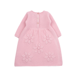 Baby Girl - Cashmere Dress with Applique Flowers and Rice Seed Stitching