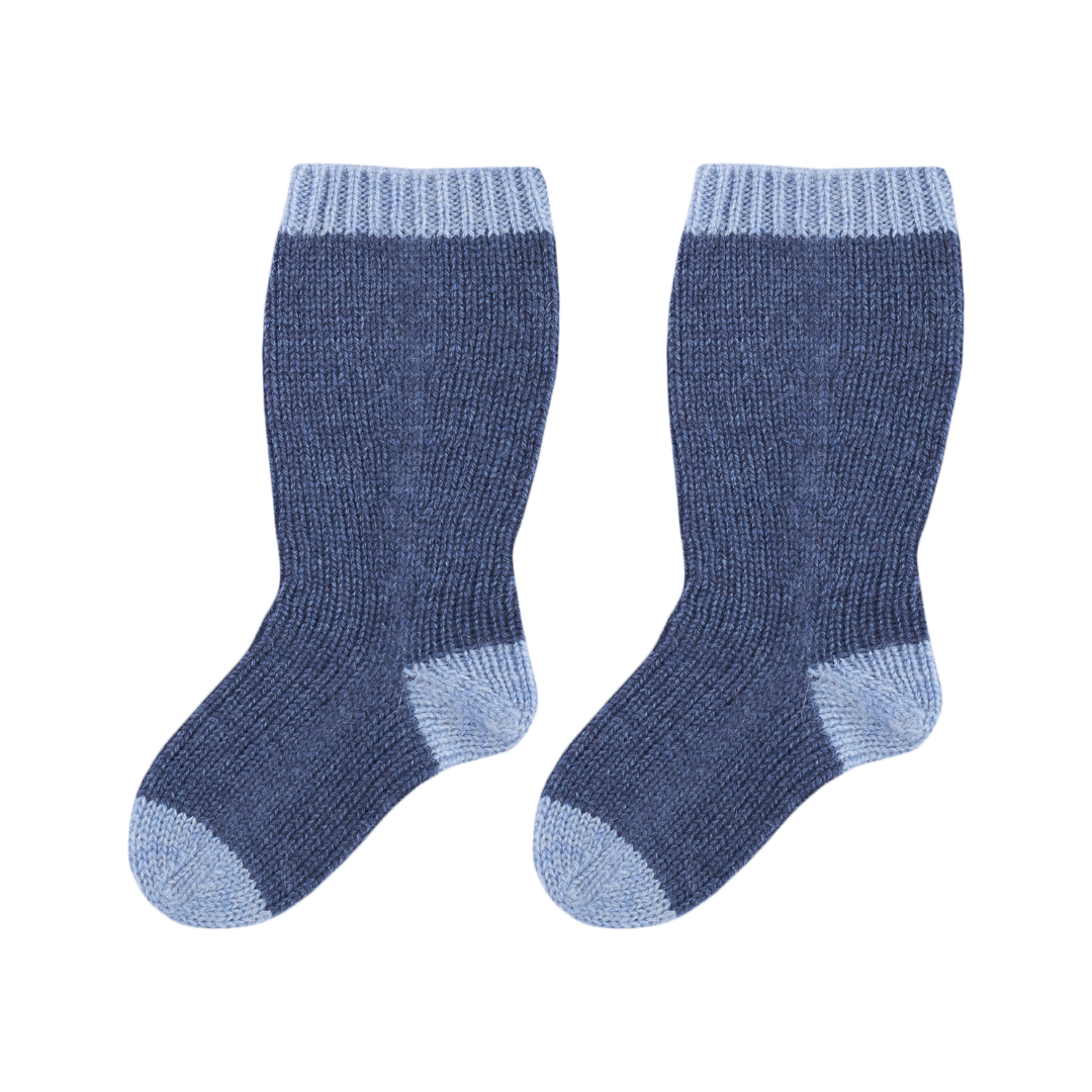 Baby Boy - Reagan Socks in 100% Cashmere with Contrast Heel, Toe and Hem