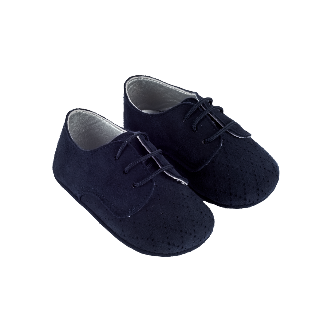 Baby Boy - Danny Suede Crawling Shoes With Diamond Cut Out Detail