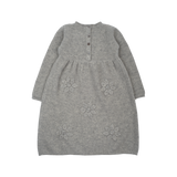 Girl - Cashmere Dress with Applique Flowers and Rice Seed Stitching