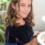 Girl - Letizia Velvet Hand Embroidered Smocked Dress