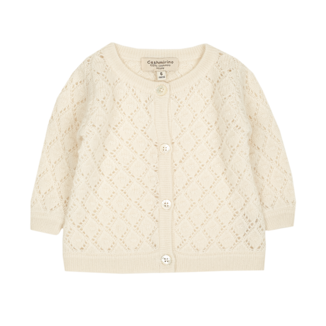 Baby Girl - Esme 100% Cashmere Cardigan with Diamond Pattern