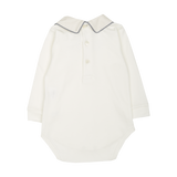 Baby Boy - Micky Pima Cotton Bodysuit with Classic Collar and Hand-Embroidered Car Detail