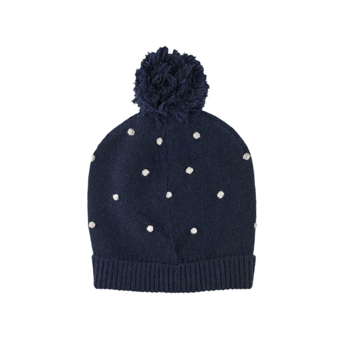 Girl - Cashmere Pom-Pom Hat with Polka Dot Detail