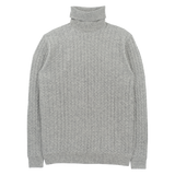 Men - 100% Premium Cashmere Cable Knit Roll Neck Jumper