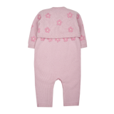 Baby Girl - 100% Cashmere Sleeveless Knit with Romper Floral Shrug Set