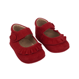 Demi Baby Girl – 100% Suede Crawling Shoes with Frill Detail & Velcro Strap