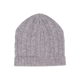 Unisex - Peyton Cable Knit Cashmere Hat with Ribbed Turn-Up