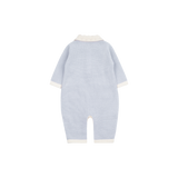 Baby Girl - Cashmere Romper with Polo Collar and Bobble Stitch Detail