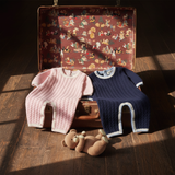 Baby Boy - Cashmere Cable Knit Romper with Contrast Trim