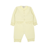 Baby Girl - Sandra 100% Cotton Round Neck Cardigan and Pull On Pants with Crochet Details Set