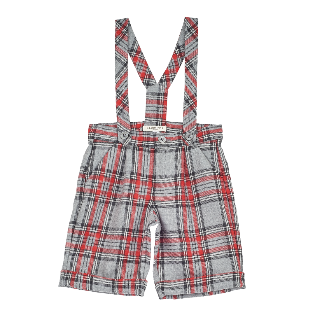 Baby Boy - Noah 100% Wool Check Shorts with Braces
