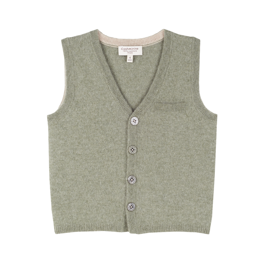 Boy - Benjamin 100% Cashmere V-Neck Sleeveless Cardigan With Pocket
