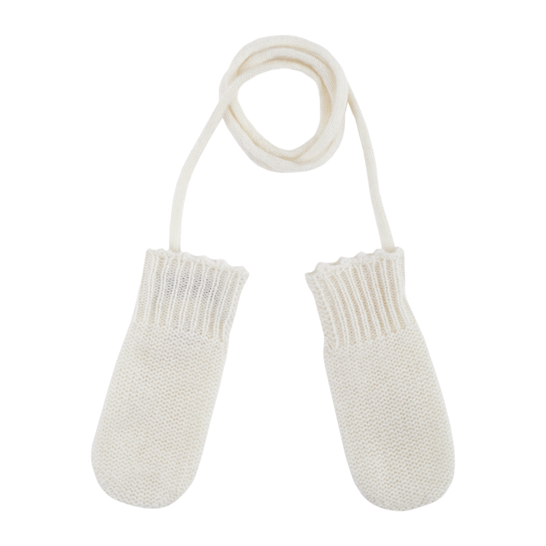 Baby Girl - Riley 100% Cashmere Knitted Mittens With Crochet Border And String