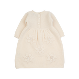 Baby Girl - Cashmere Dress with Applique Flowers and Rice Seed Stitching