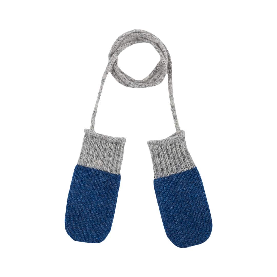 Baby Boy - 100% Cashmere Knitted Mittens with String