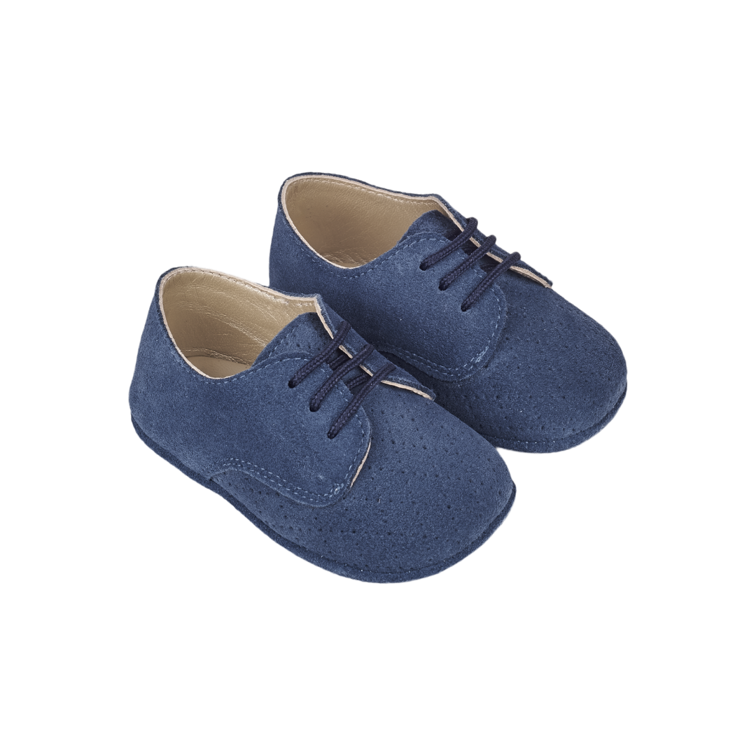Baby Boy - Danny Suede Crawling Shoes With Diamond Cut Out Detail