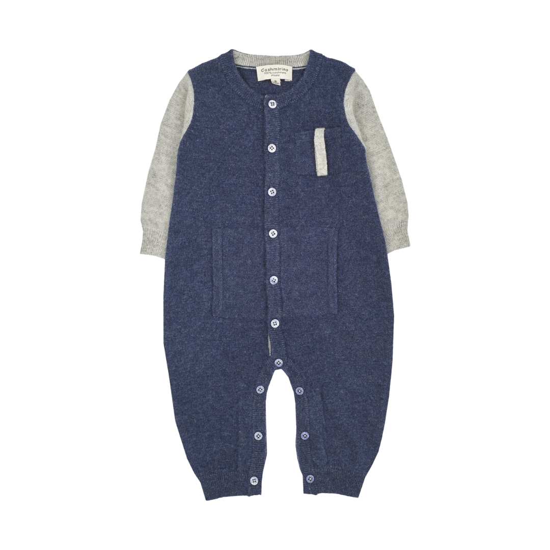 Baby Boy - Alberto 100% Cashmere Romper with Pacifier Holder