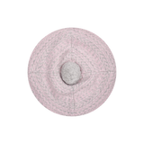 Girl - 100% Cashmere Beret Hat with Jacquard Pattern and Pom-Pom