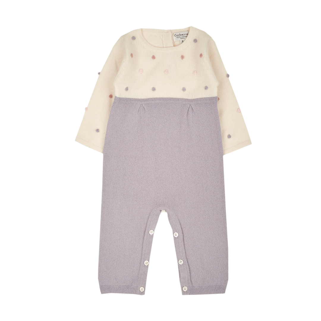Baby Girl - 100% Cashmere Romper with Dot Detail