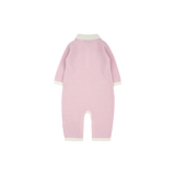 Baby Girl - Cashmere Romper with Polo Collar and Bobble Stitch Detail