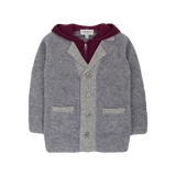 Boy - Cashmere Double Layered Coat Cardigan with Contrasting Hoodie and Lapels