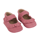 Demi Baby Girl – 100% Suede Crawling Shoes with Frill Detail & Velcro Strap