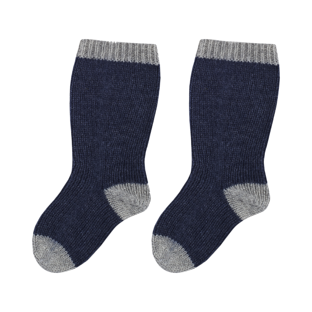 Baby Boy - Reagan Socks in 100% Cashmere with Contrast Heel, Toe and Hem