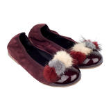 Mabel Girl – Suede Ballerinas with Multi-Coloured Pom-Poms