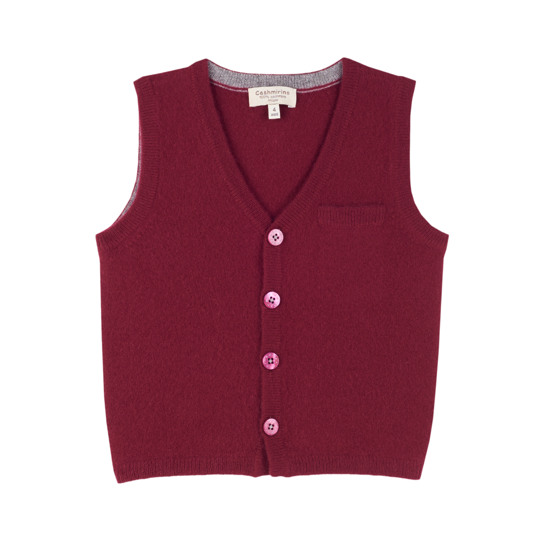 Boy - Benjamin 100% Cashmere V-Neck Sleeveless Cardigan With Pocket
