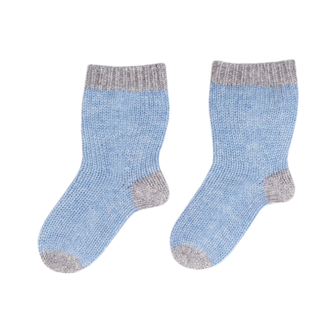 Baby Boy - Reagan Socks in 100% Cashmere with Contrast Heel, Toe and Hem