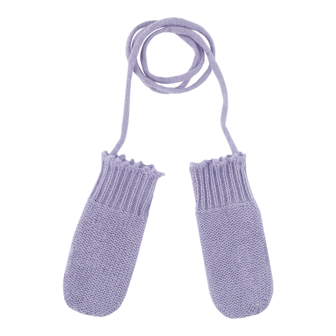 Baby Girl - Riley 100% Cashmere Knitted Mittens With Crochet Border And String