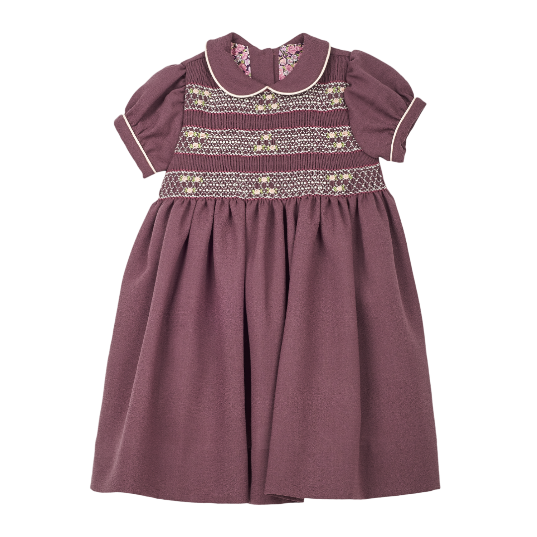 Girl - Marta Regal Hand Embroidered 100% Wool Smocked Dress