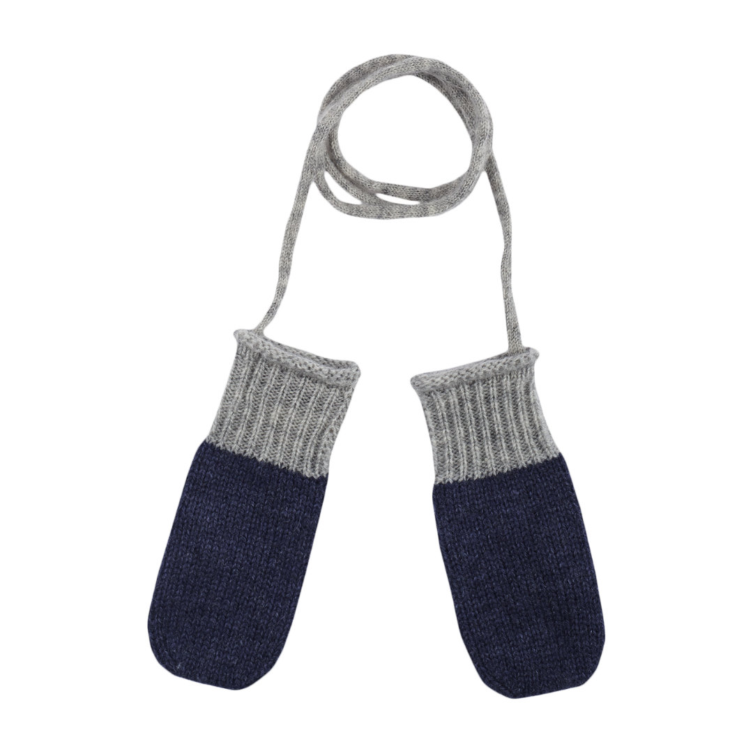Baby Boy - 100% Cashmere Knitted Mittens with String
